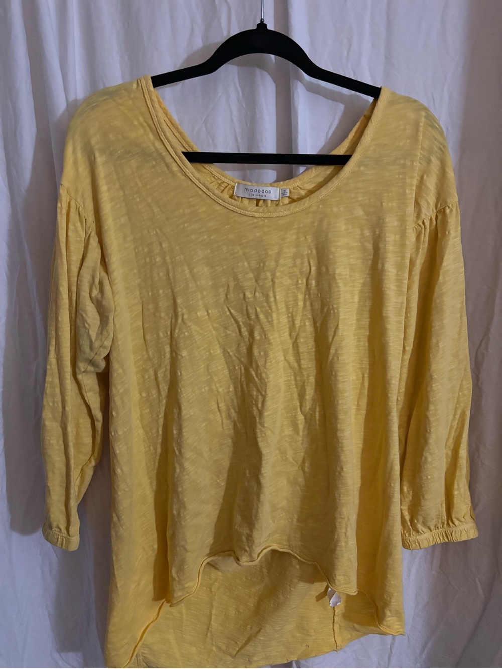 Mododoc Soft Yellow Scoop-Neck Long Sleeve Tee